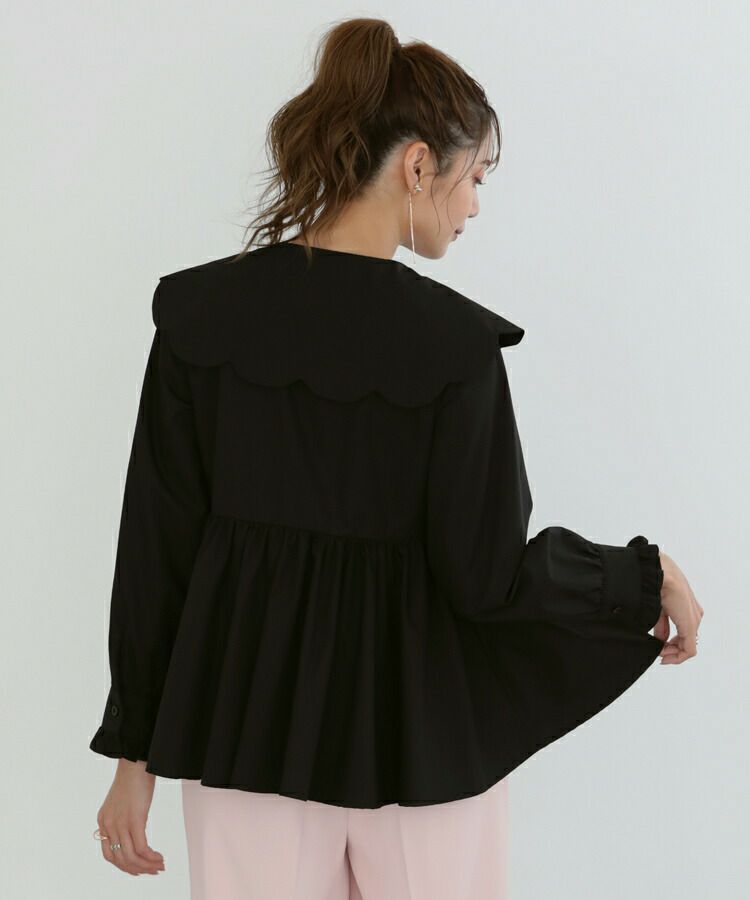 50％OFF【5980円→2990円】1/29 9:59まで□スカラップ襟フリルブラウス