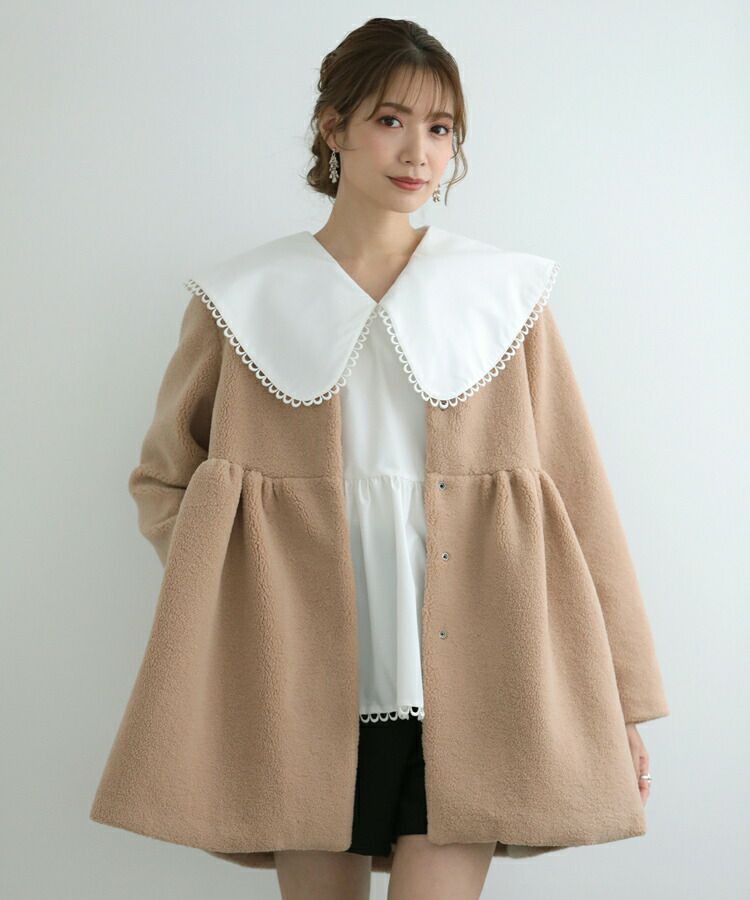 50％OFF【7980円→3990円】1/29 9:59まで□ノーカラーペプラムコート