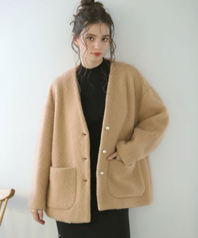 セール】ノーカラーペプラムコート（ノーカラーコート）｜MERAKI