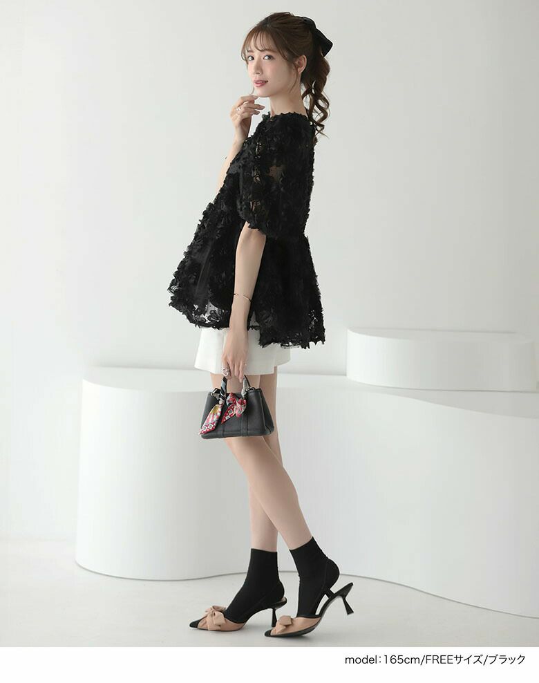 flower - 未使用新品 flower ドット 星柄 ブラウス m776.jpg